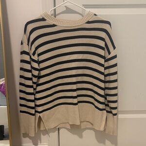 J Crew Striped Navy and Cream Sweater